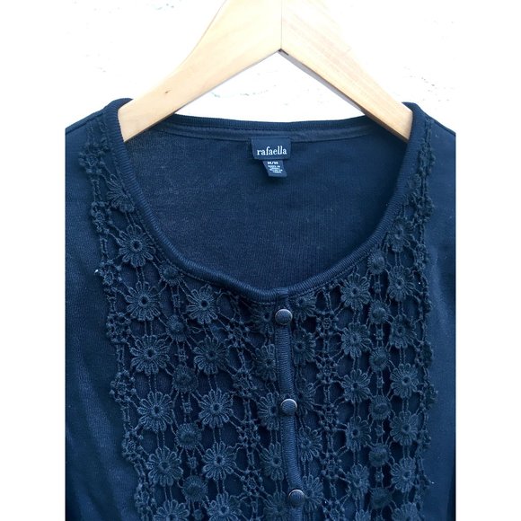 Rafaella Lace Trim Cardigan w 3/4 Sleeves (M) - Picture 2 of 6